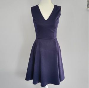 Ted Baker Tawney Ribbed Keyhole Back Skater Mini Dress Navy Blue Size 1